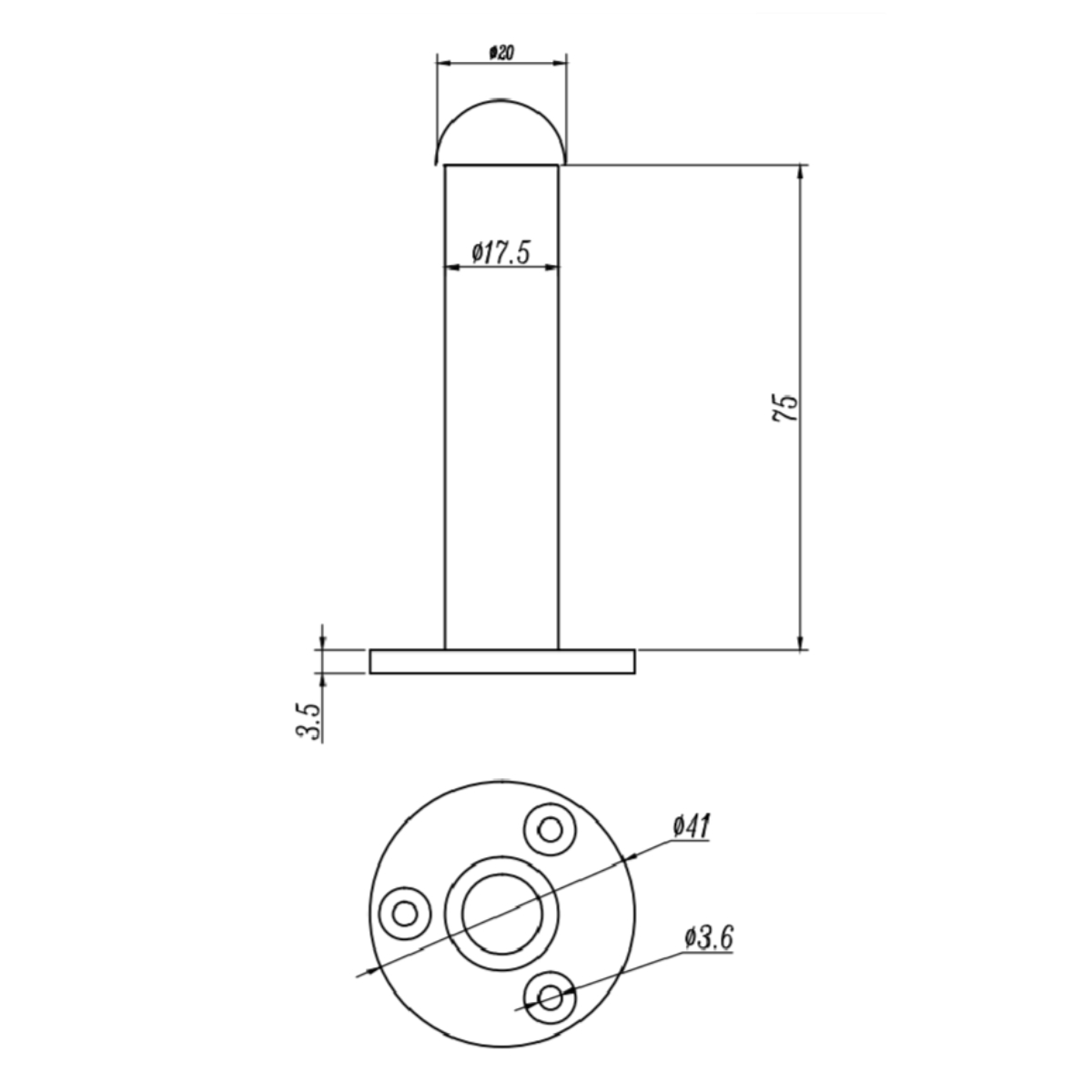 50603 wall mount door stop 75mm