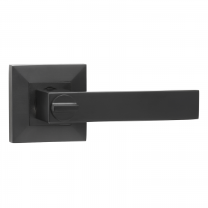 Black privacy door handle with lock, for bathrooms, Calida