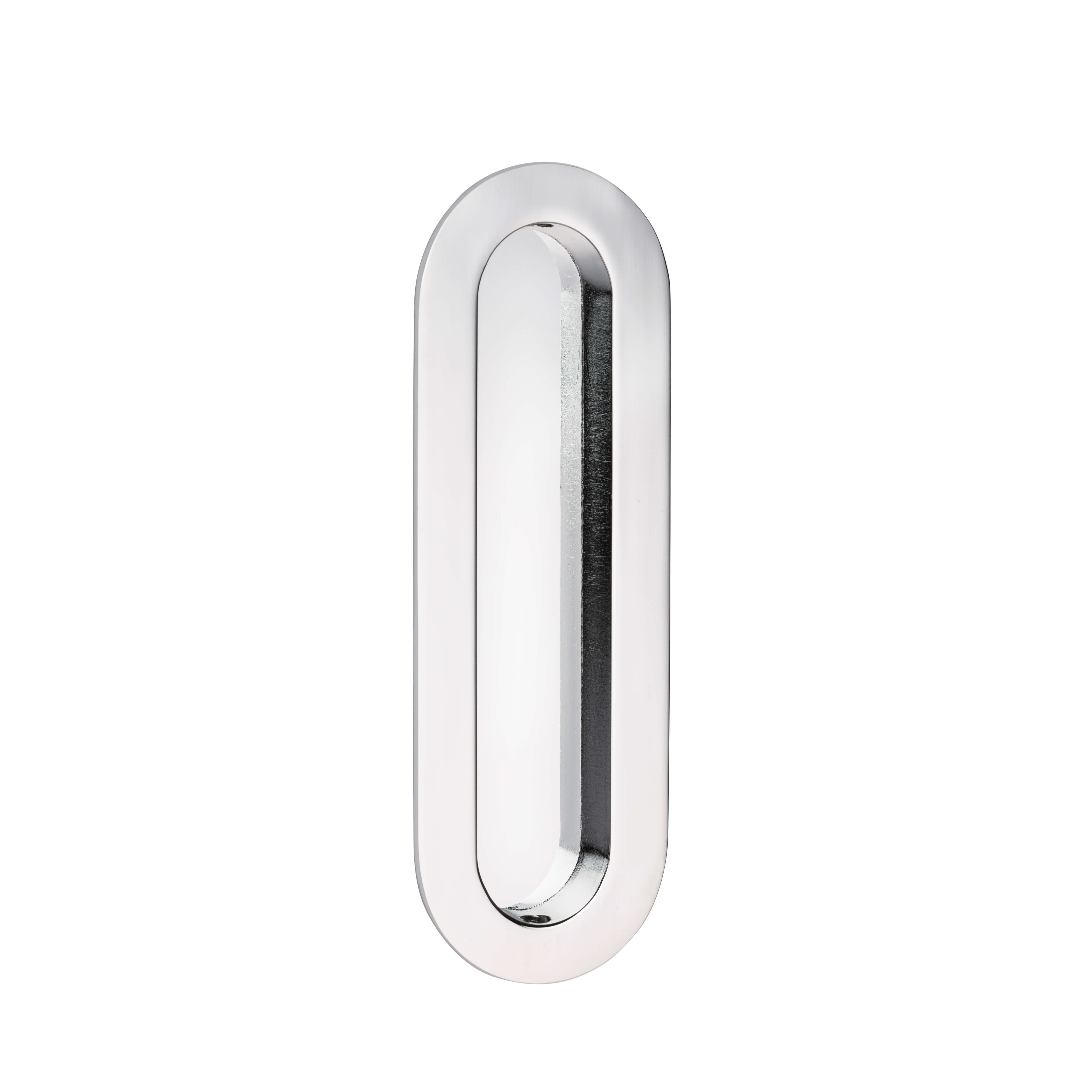120 X 40mm Radius Oval Flush Pull Satin Stainless Steel Lemaar
