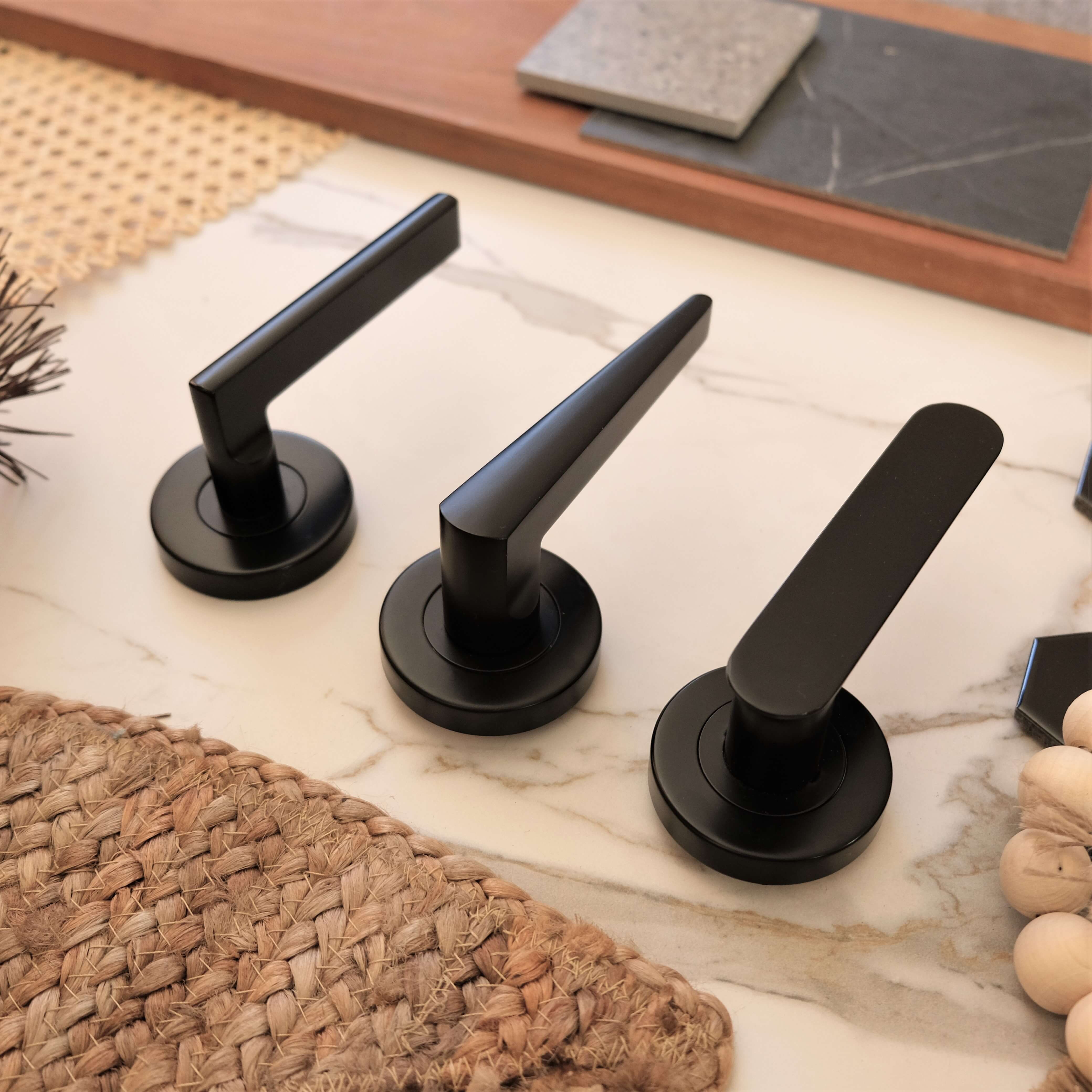 Black door hardware: Orba, Berja, Metz black door hardware