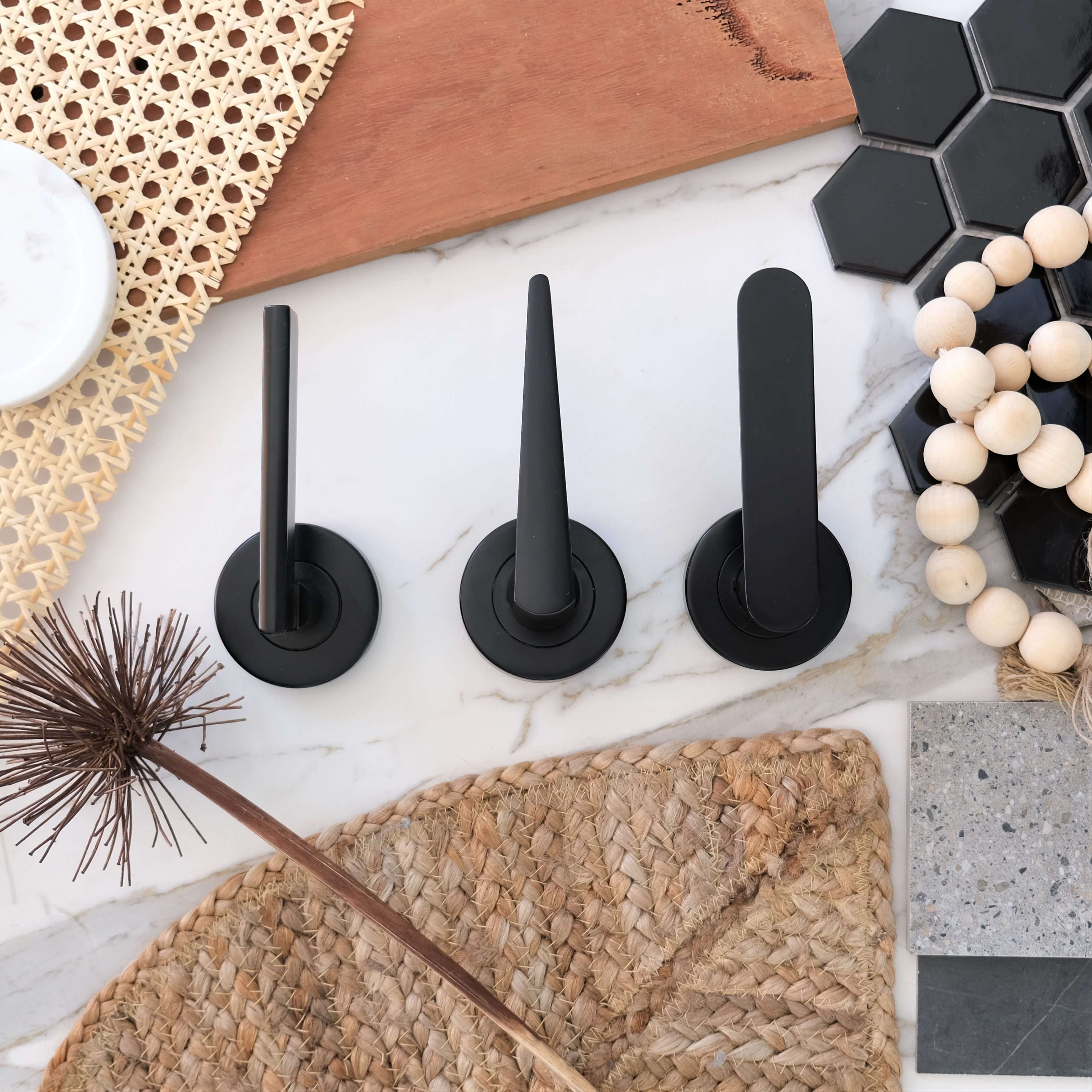 Black door handles: Orba, Berja, Metz black interior door handles