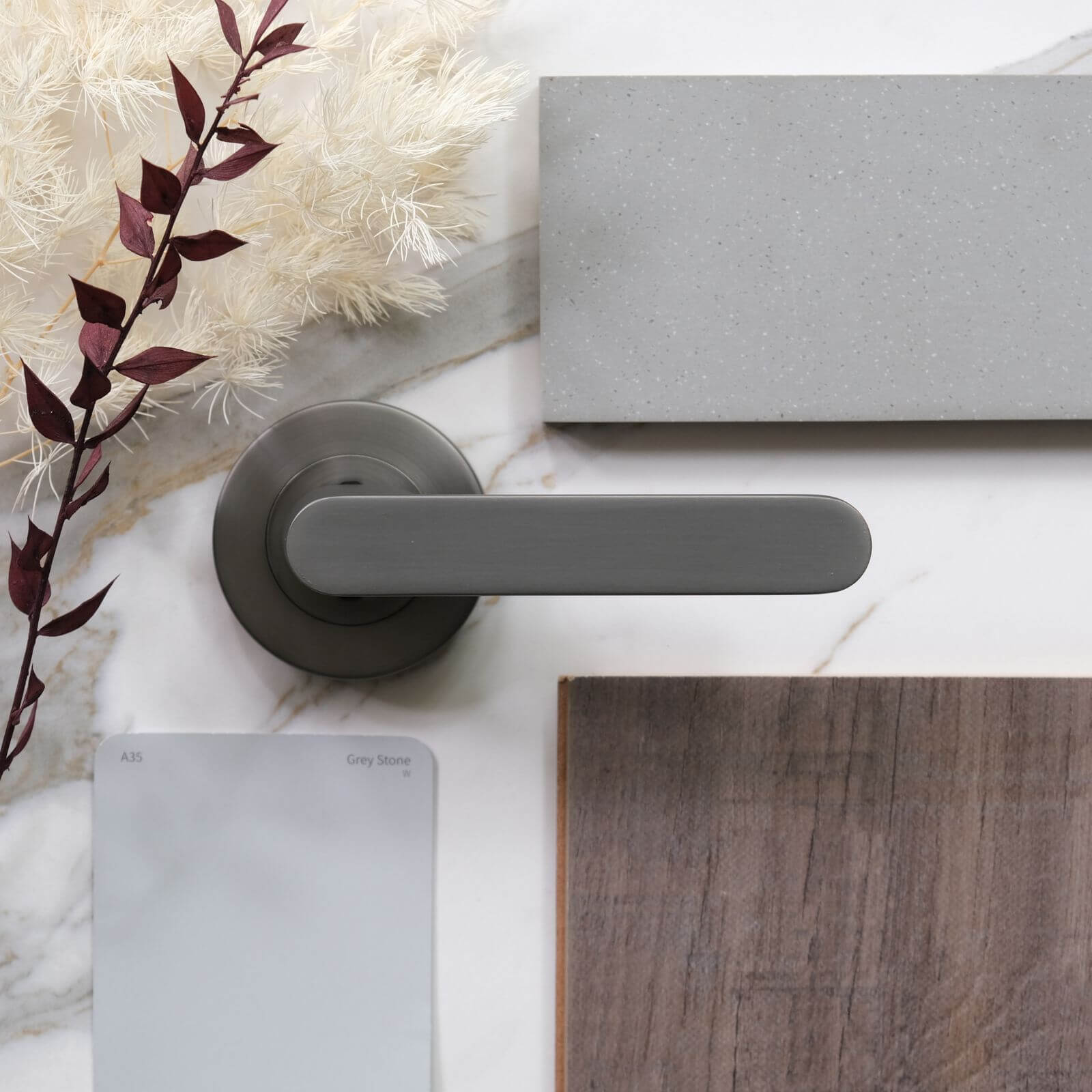 Think Benchtops sample with Taubmans colour card gun metal grey 19