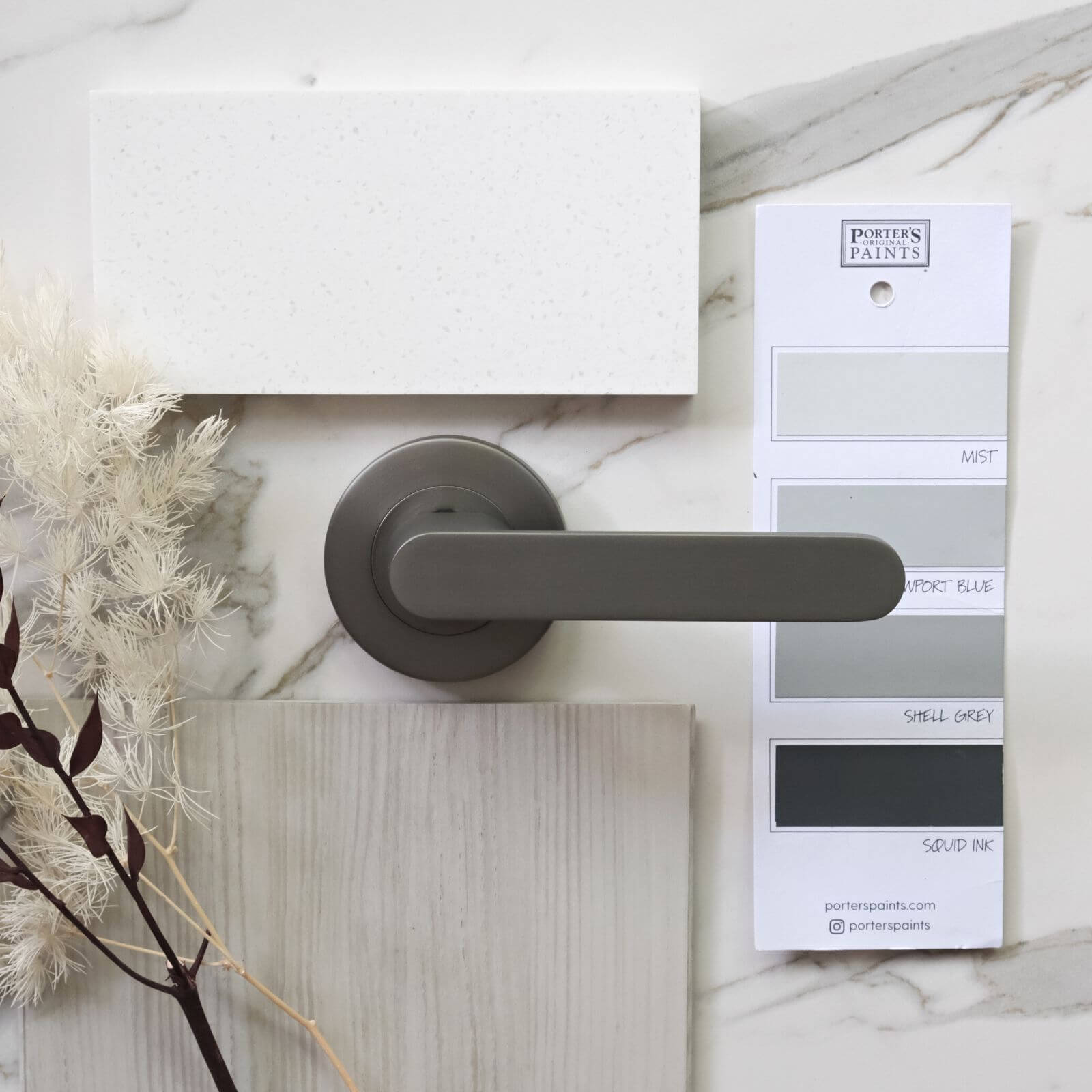 Gun metal grey passage lever with wall and floor tile gun metal grey 5