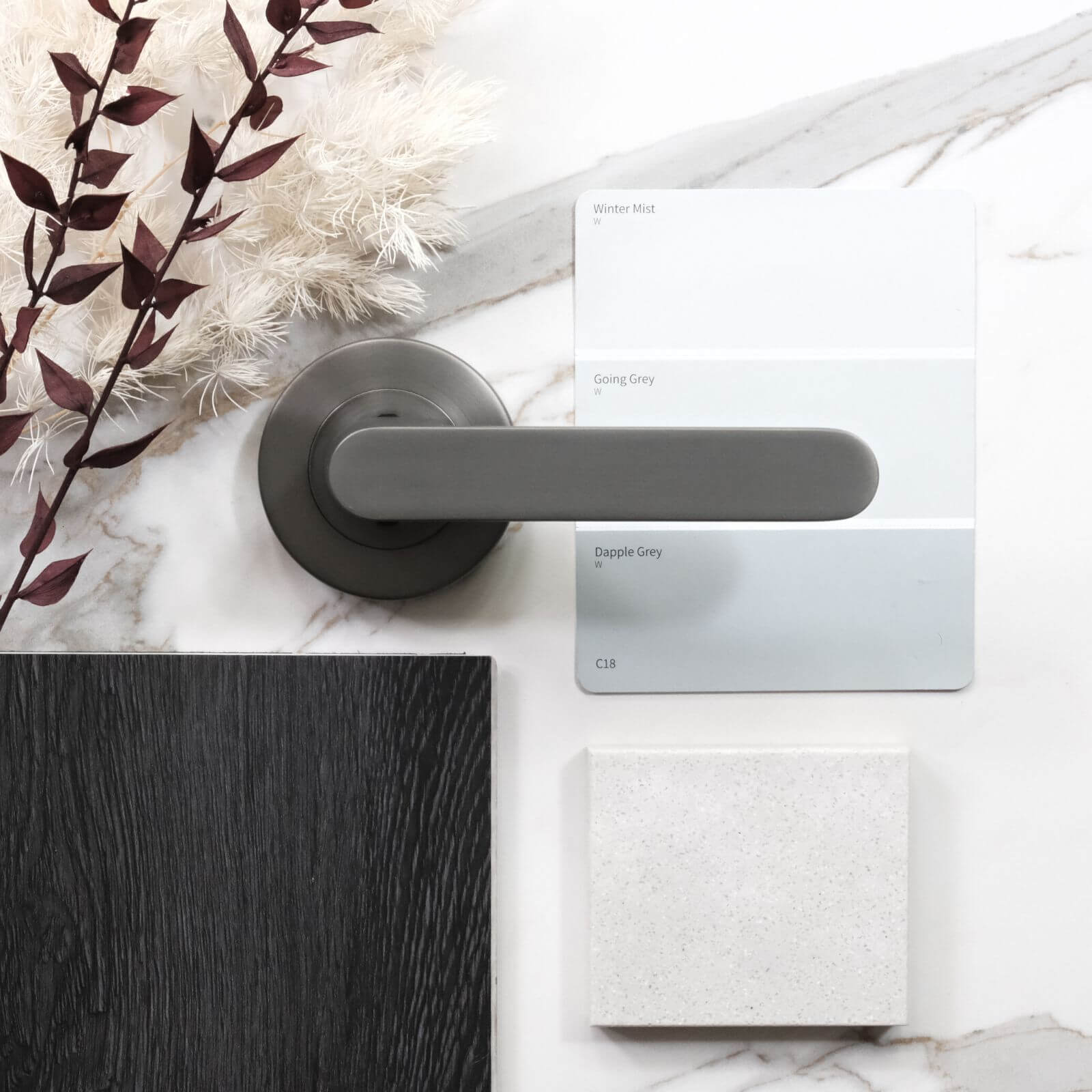 Neutral tones with gun metal grey Almeri passage lever gun metal grey 8
